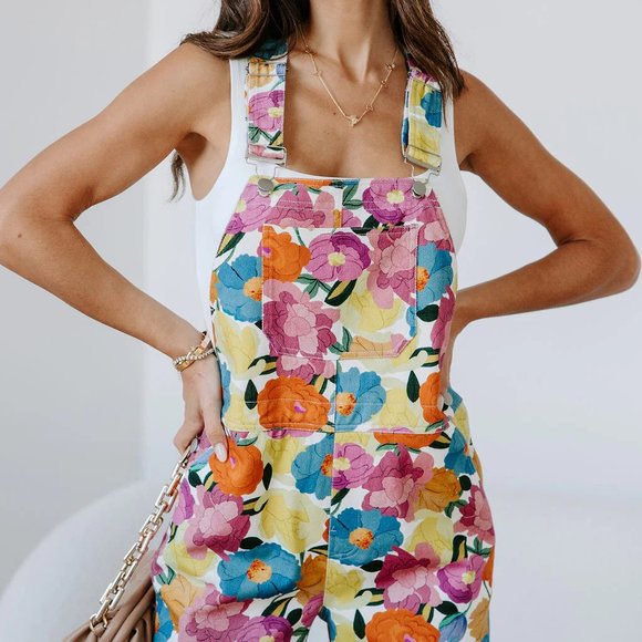 NEW-FLORAL OASIS COTTON JUMPSUIT - Picture 6 of 7
